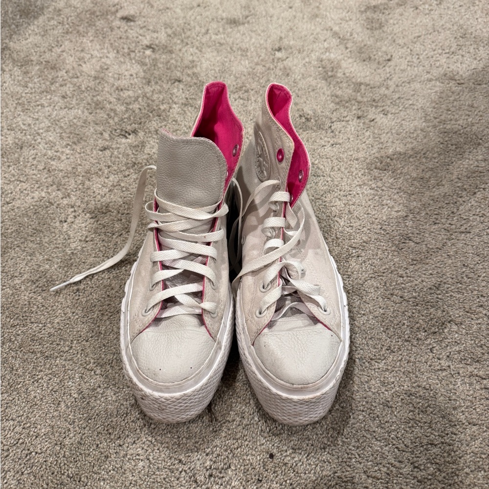 Converse Women's High-Top Sneakers in White and Pink